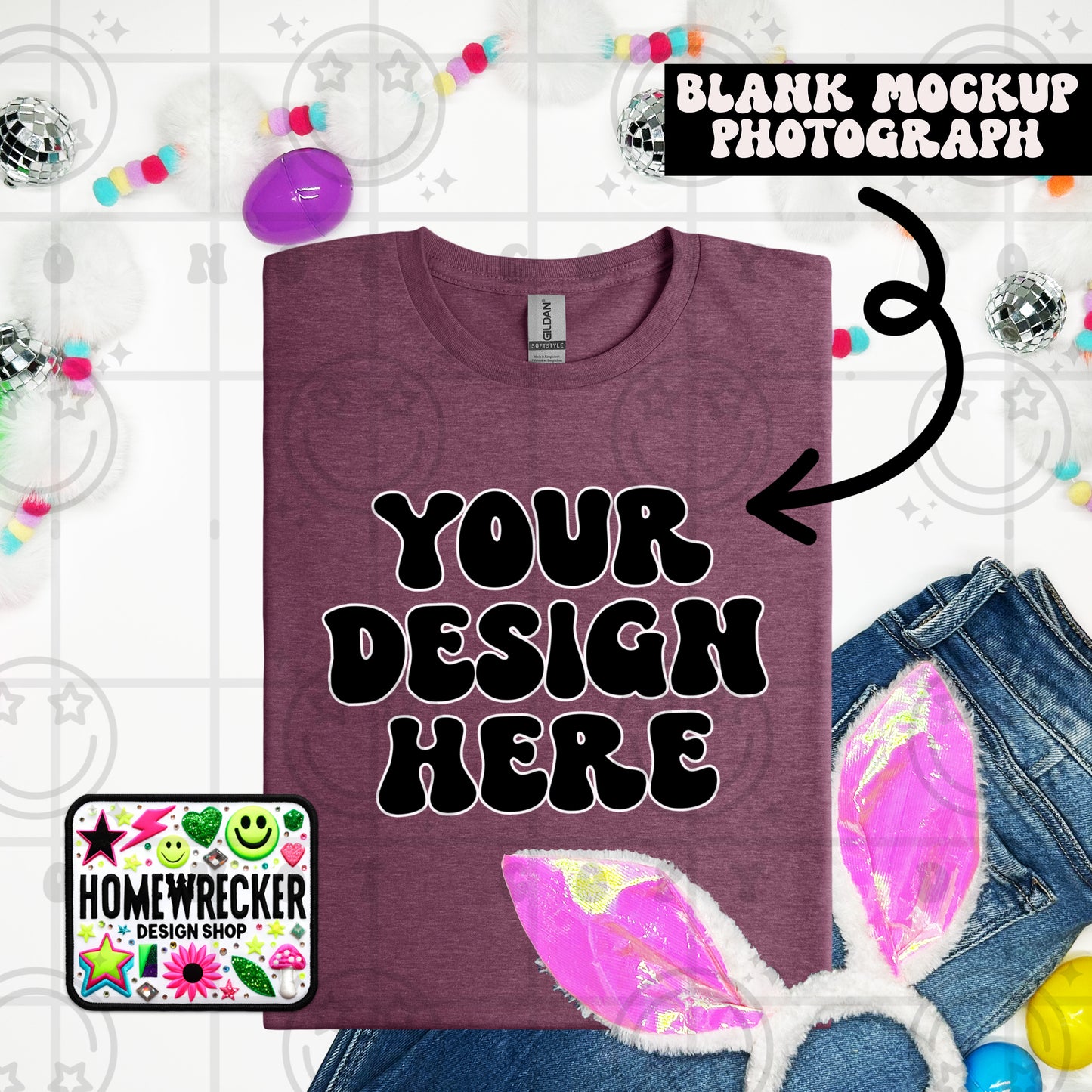 G64000 GILDAN | FOLDED BUNNY EARS BUNNY TAILS MOCK UPS | SINGLES