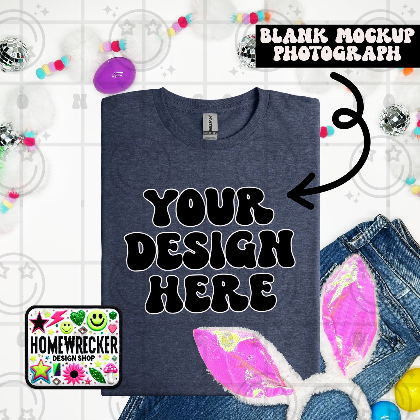 G64000 GILDAN | FOLDED BUNNY EARS BUNNY TAILS MOCK UPS | SINGLES