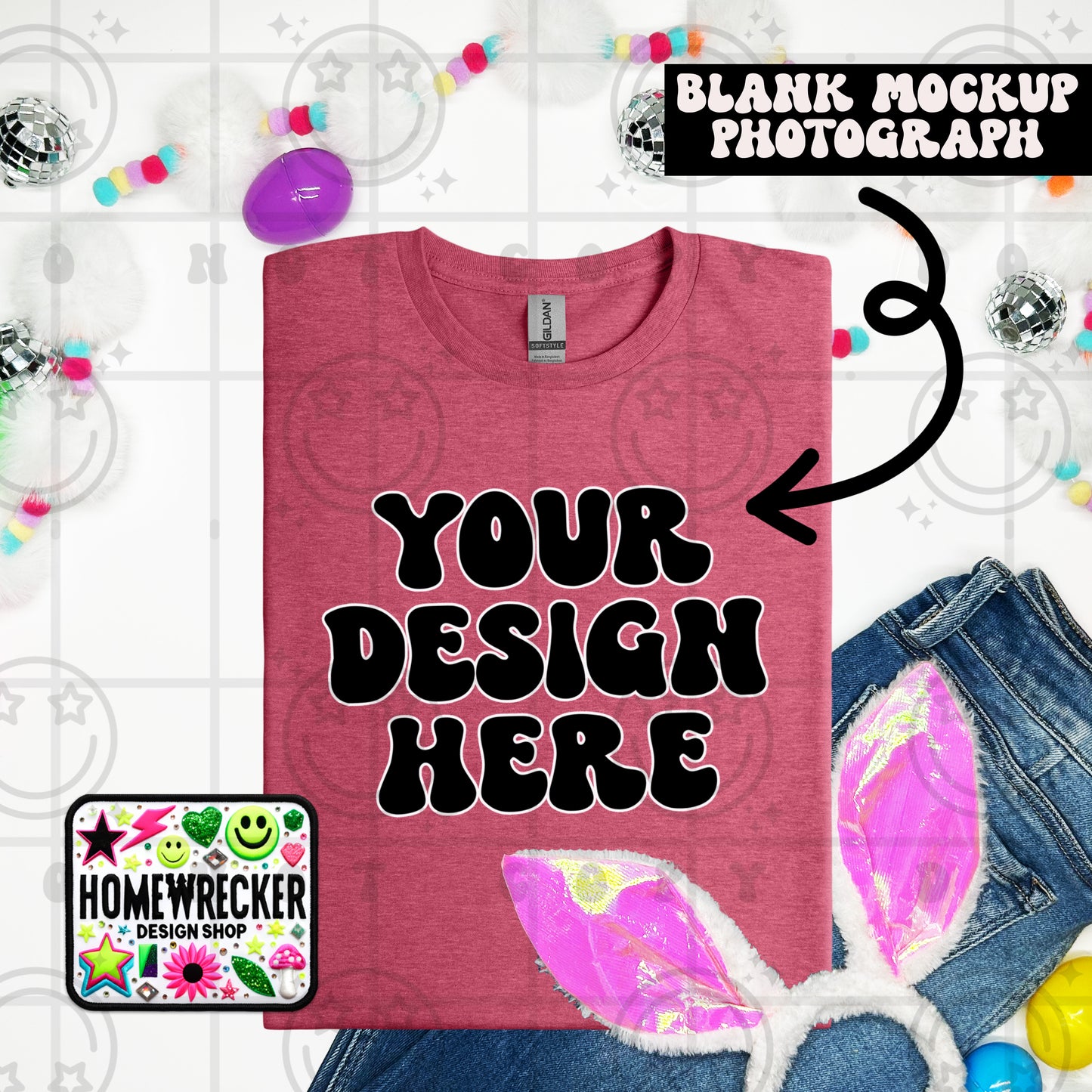 G64000 GILDAN | FOLDED BUNNY EARS BUNNY TAILS MOCK UPS | SINGLES