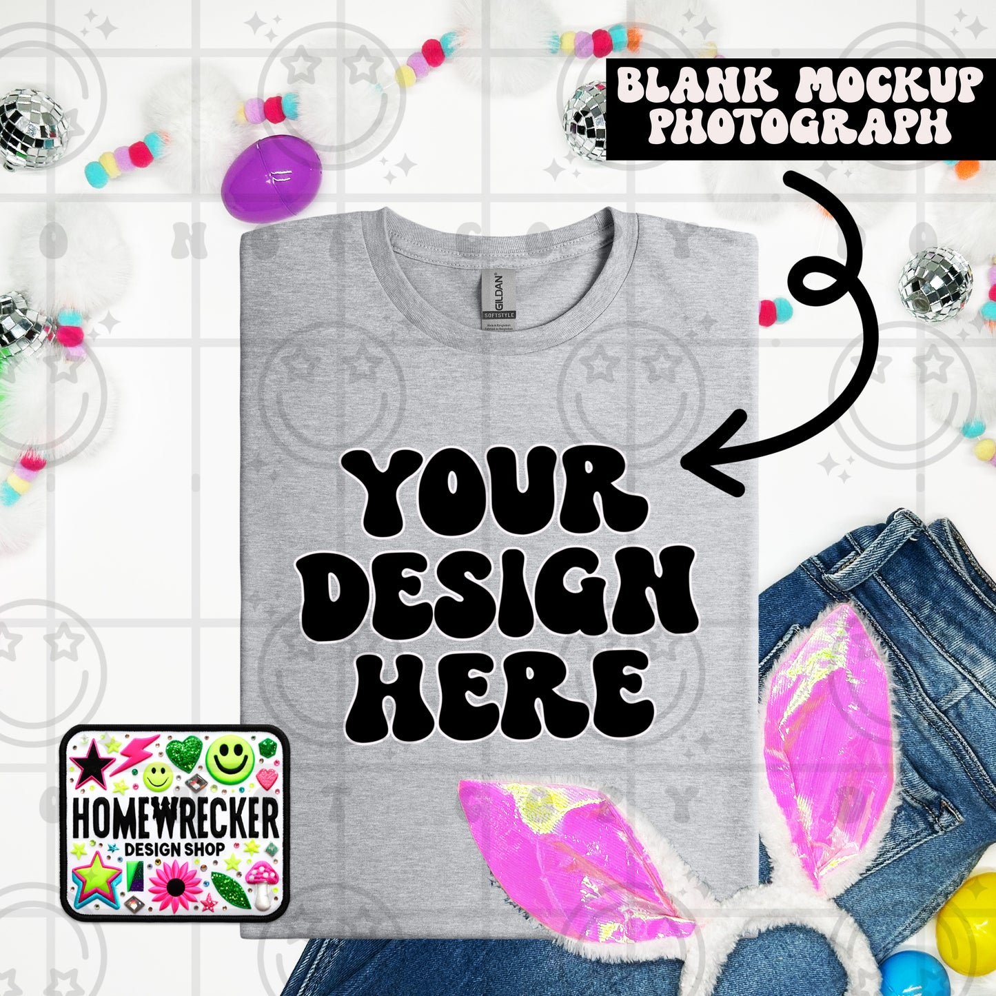 G64000 GILDAN | FOLDED BUNNY EARS BUNNY TAILS MOCK UPS | SINGLES