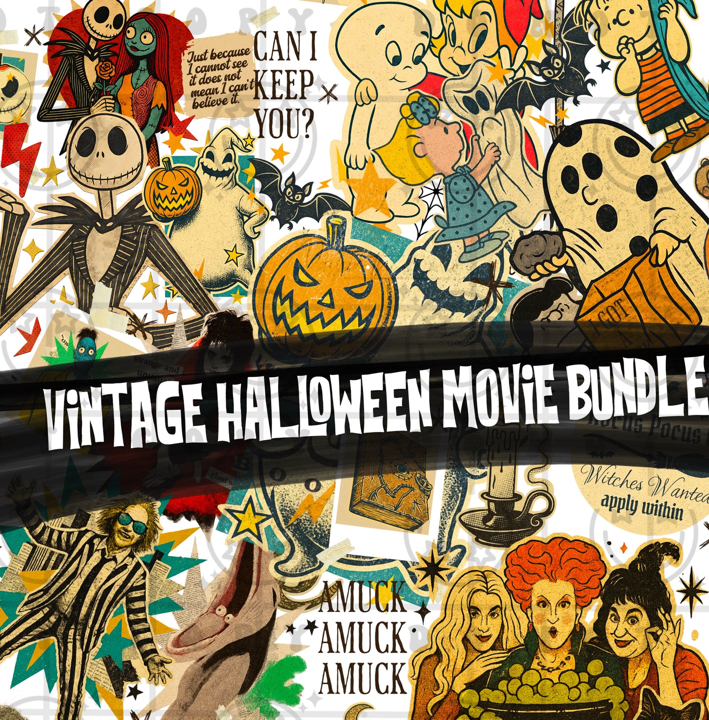 Vintage Halloween Movie Collage BUNDLE - 8 files