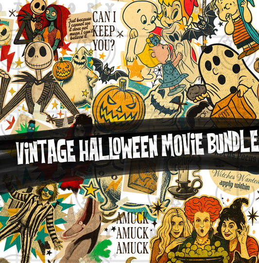 Vintage Halloween Movie Collage BUNDLE - 8 files
