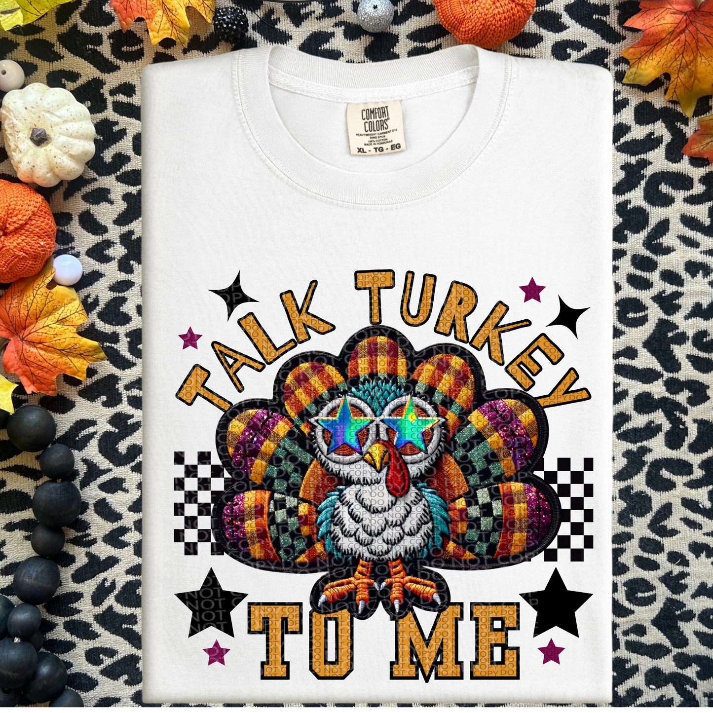 Talk Turkey to Me | Thanksgiving Faux Embroidery PNG