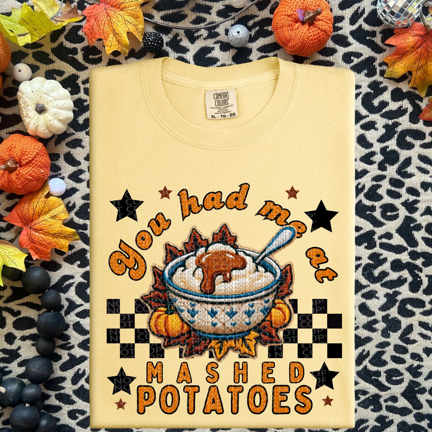 You had me at Mashed Potatoes | Thanksgiving Faux Embroidery PNG