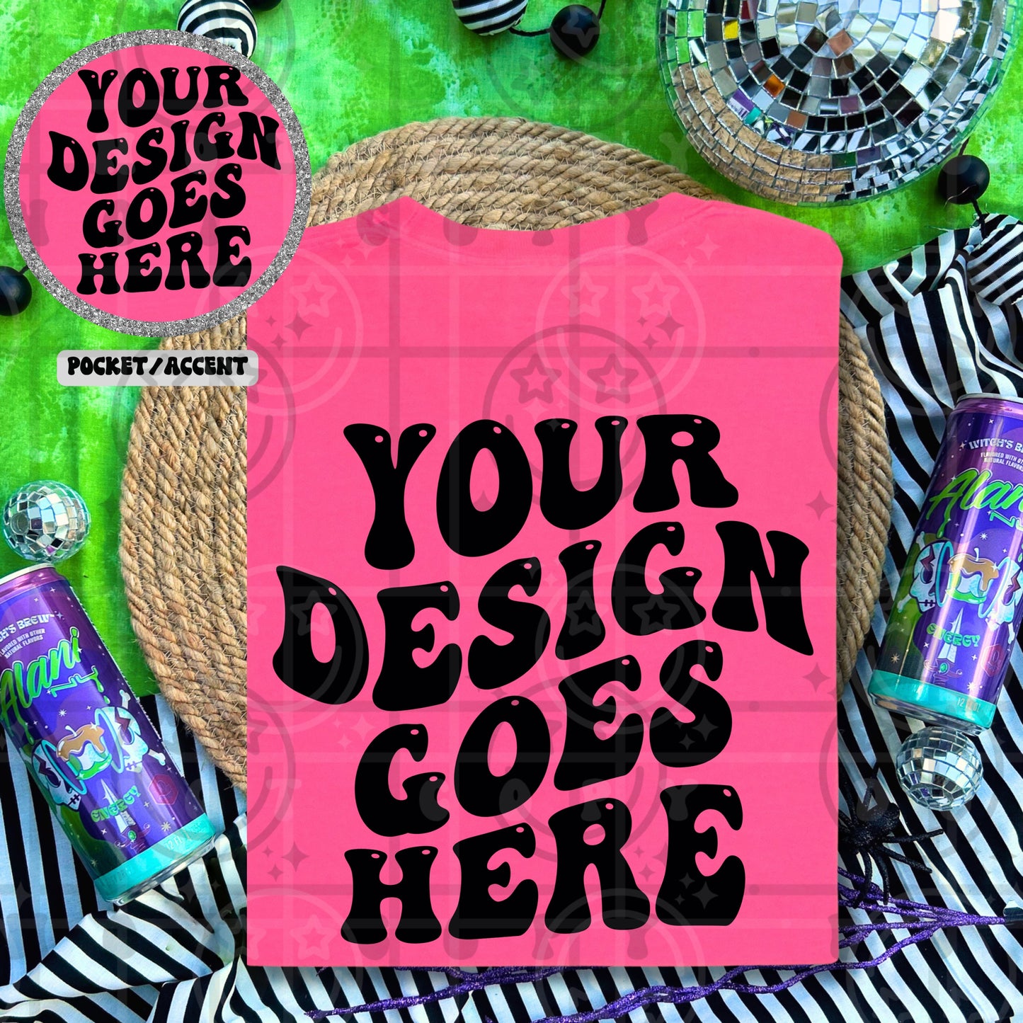 CC1717 Mockup BACK WITH POCKET Accent | Witches Brew Halloween | NEON PINK