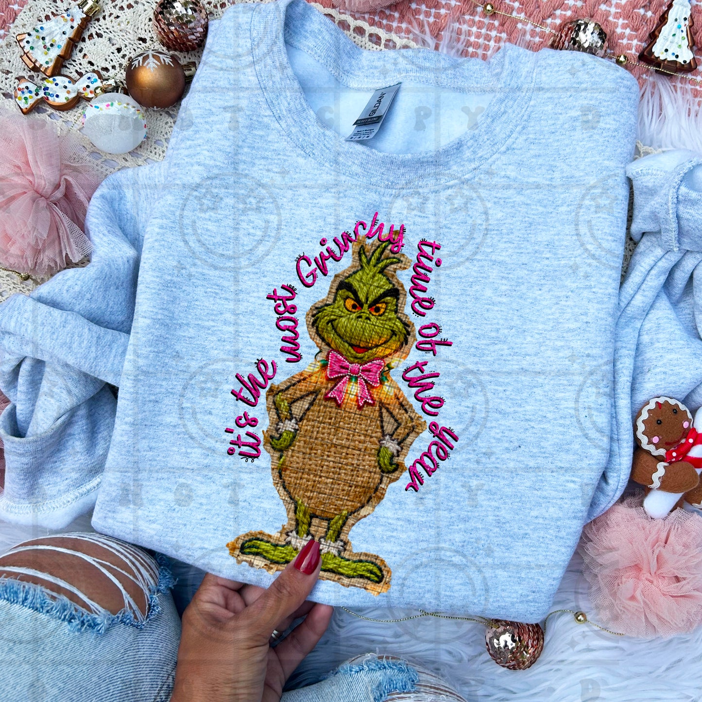 It’s the most *greenest* time of the year Faux Burlap Faux Light PNG digital download