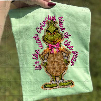 It’s the most *greenest* time of the year Faux Burlap Faux Light PNG digital download