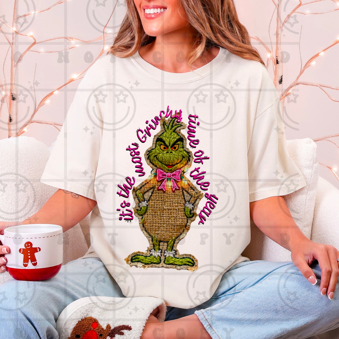 It’s the most *greenest* time of the year Faux Burlap Faux Light PNG digital download