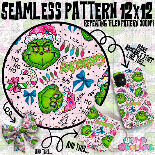 Gr*nchy Pink Seamless Repeating Faux Embroidery Pattern