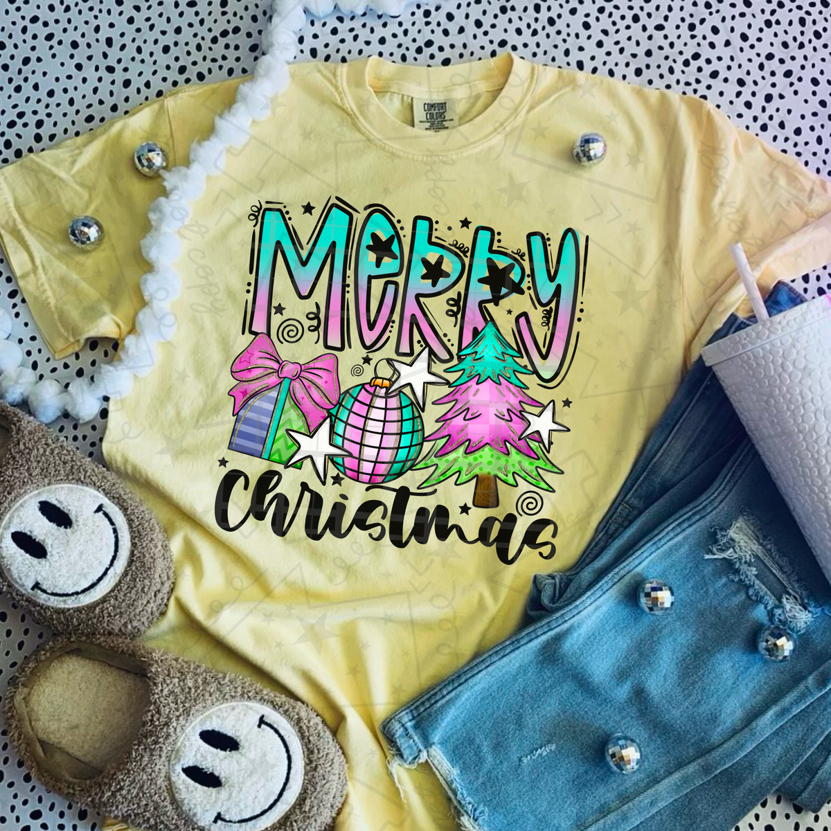 Merry Christmas Disco PNG design mockup