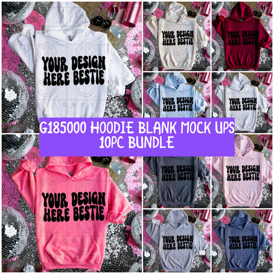 G185000 Pink Party Themed| 10pc Gildan Hoodie Blank Mock up BUNDLE