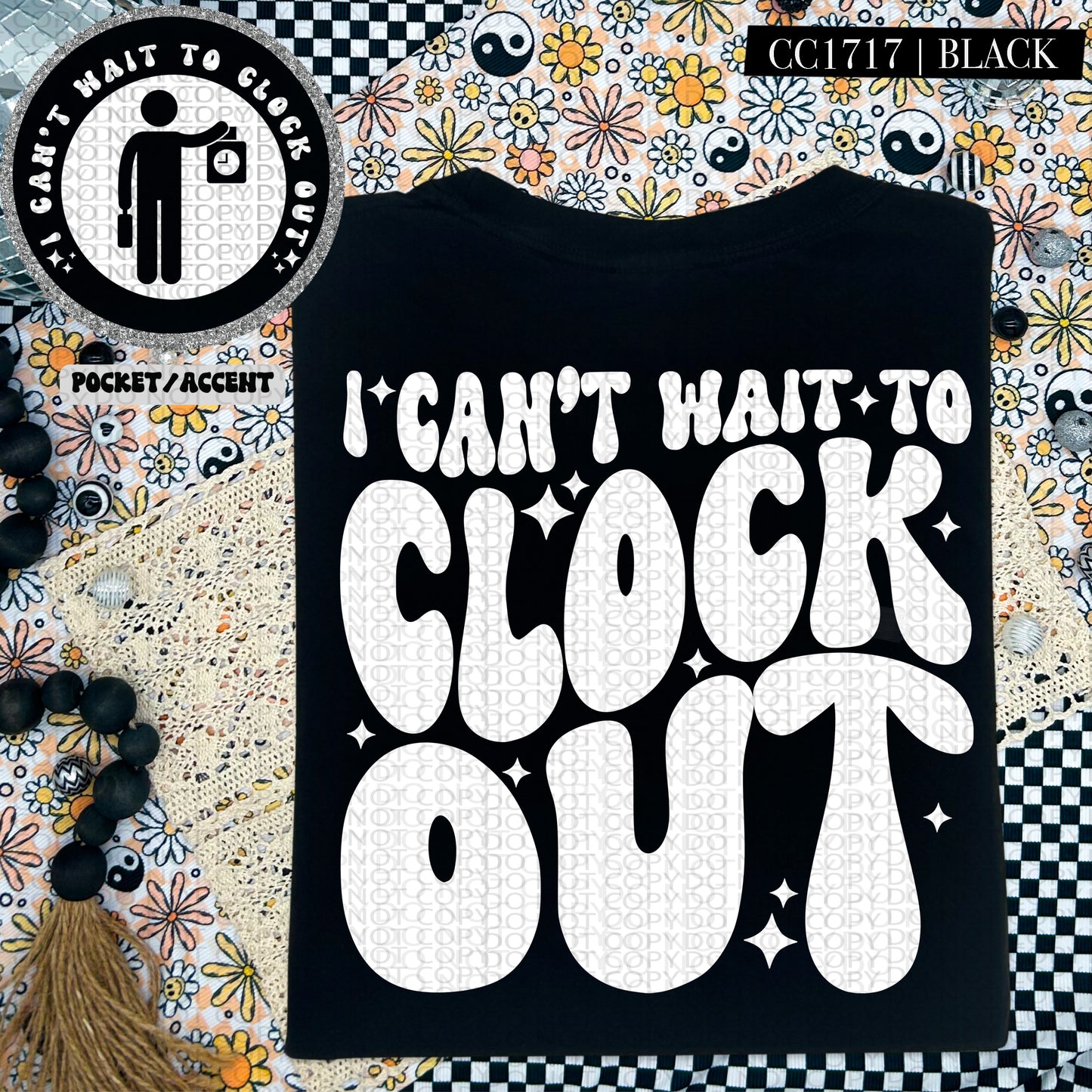I Can't Wait to Clock Out | Wavy Snarky PNG
