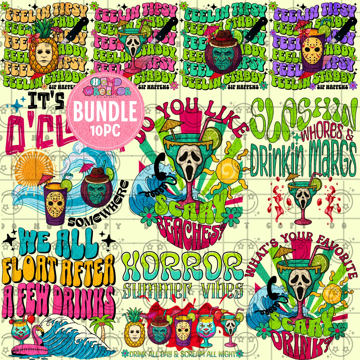 Horror Summer Drink BUNDLE | 10 pc PNG bundle