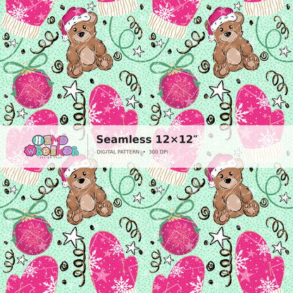 Watermarked preview: Mint Bear Large Repeat