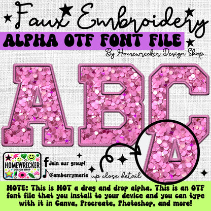 Pastel Valentine's Day Faux Embroidery 20+ CLIPART + 5pc OTF FONT Bundle