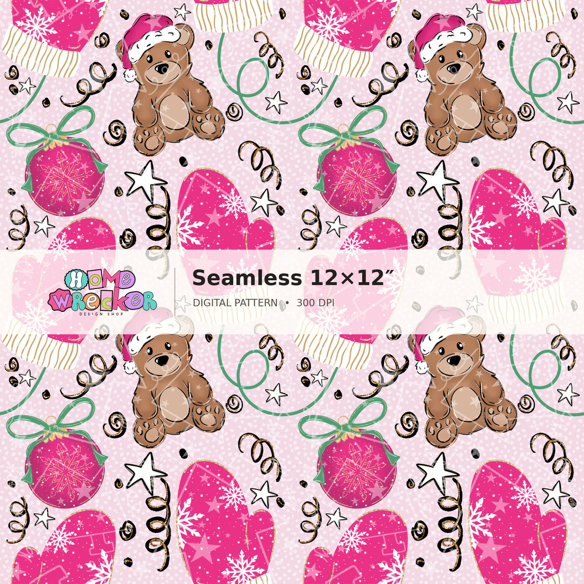 Watermarked preview: Pink Bear Large Repeat