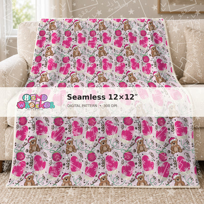 Watermarked preview: Pink Bear Small Repeat Blanket
