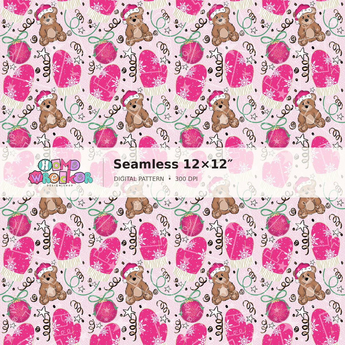 Watermarked preview: Pink Bear Small Repeat
