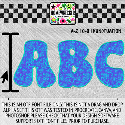 Faux Embroidery Lace Groovy Style | OTF FONT BUNDLE | 12 OTF FONT FILES