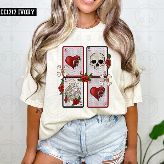 Skelly Playing Cards Faux Embroidery PNG