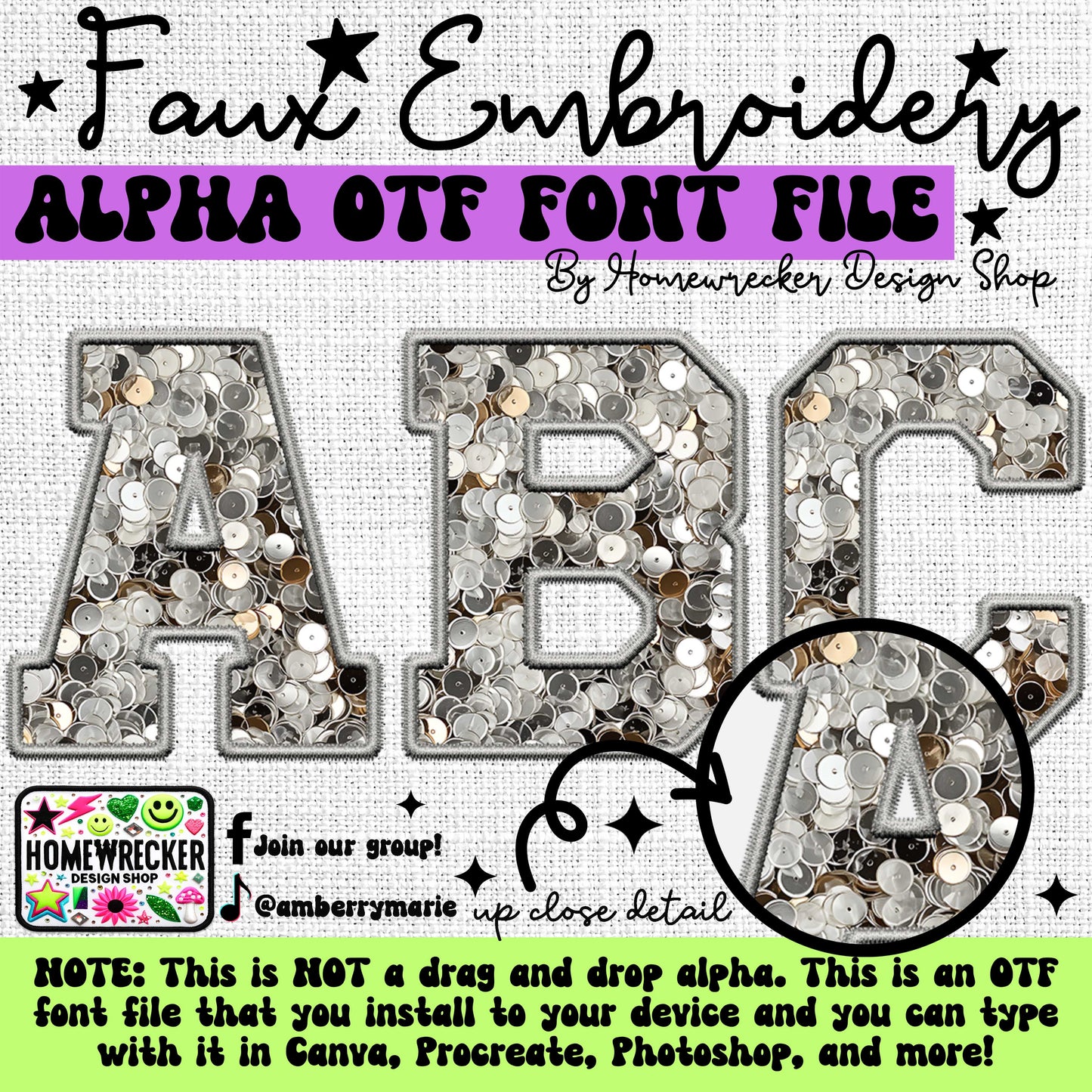 Winter Wonderland Faux Embroidery 16 CLIPART + 5pc OTF FONT Bundle