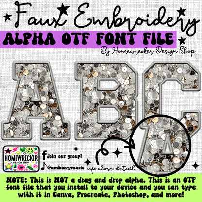 Winter Wonderland Faux Embroidery 16 CLIPART + 5pc OTF FONT Bundle