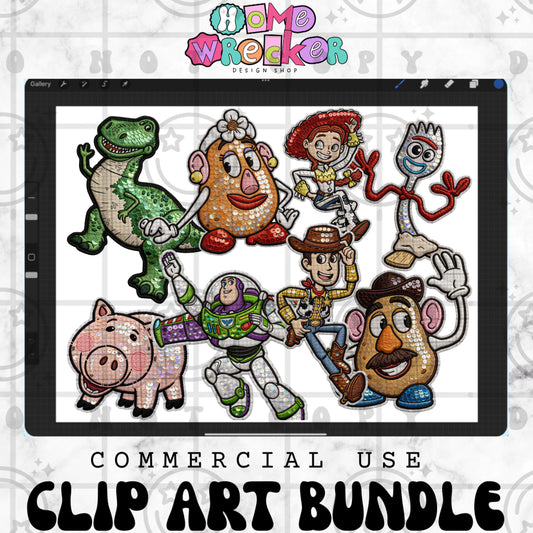 Toy Clipart Bundle | Sequin & Faux Embroidery PNG | Commercial Use Digital Designs