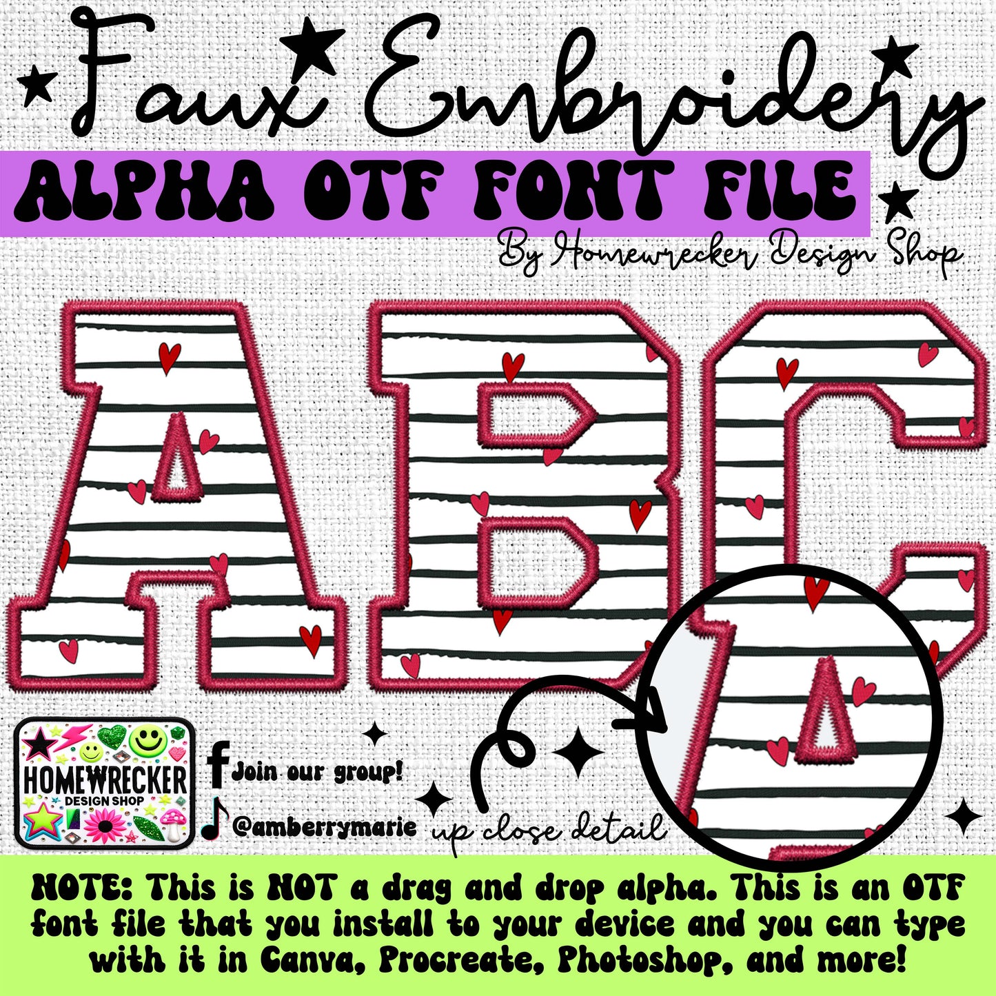 Valentine Black Line OTF Font, Faux Embroidery, Varsity Letter Style OTF Font Clipart Make your own designs Digital Download