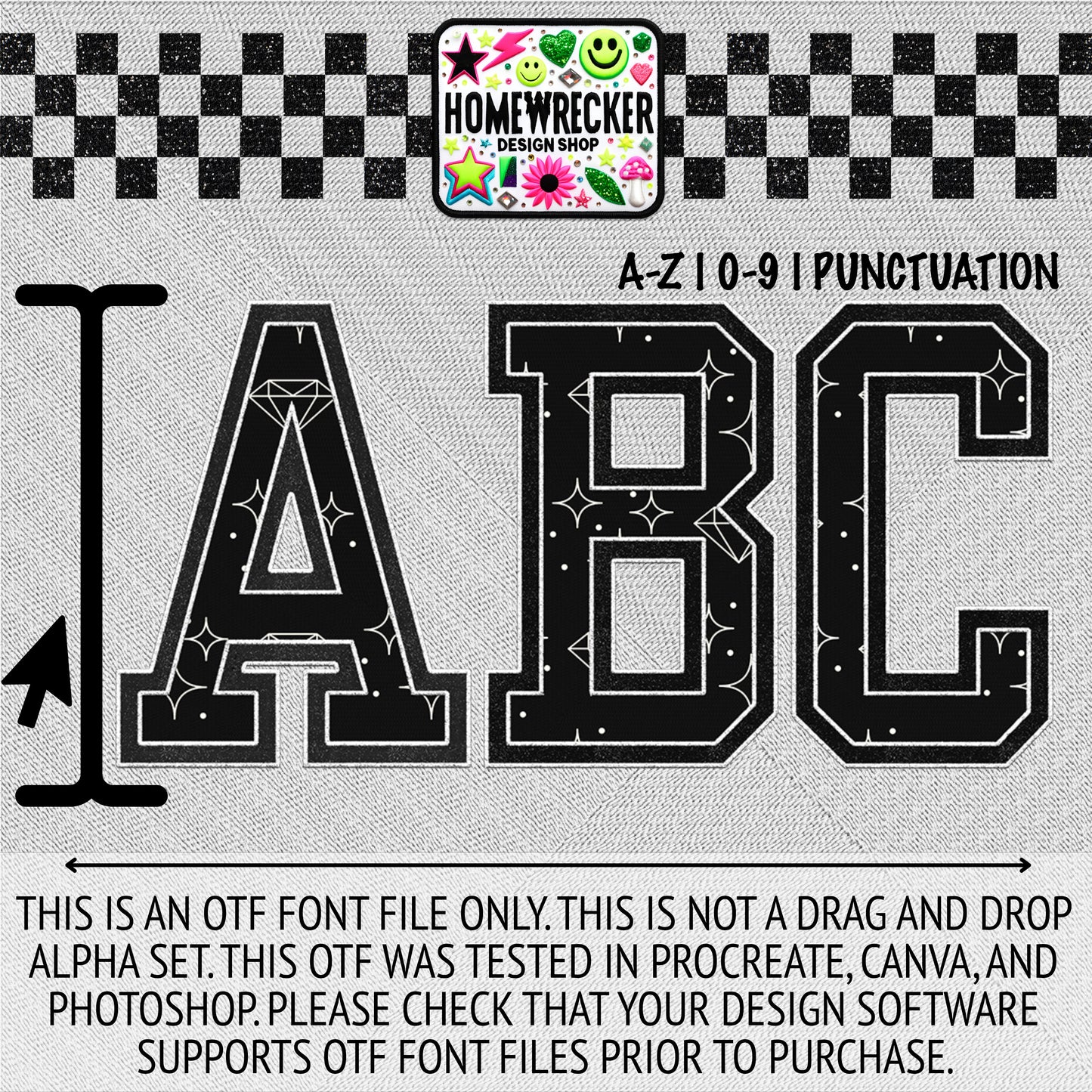 Celestial #2 OTF Font, Faux Embroidery, Varsity Letter Style OTF Font Clipart Make your own designs Digital Download