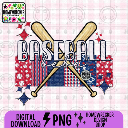 Retro Baseball Name Patchwork PNG | Singles + Bundles