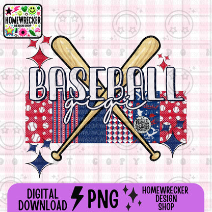 Retro Baseball Name Patchwork PNG | Singles + Bundles