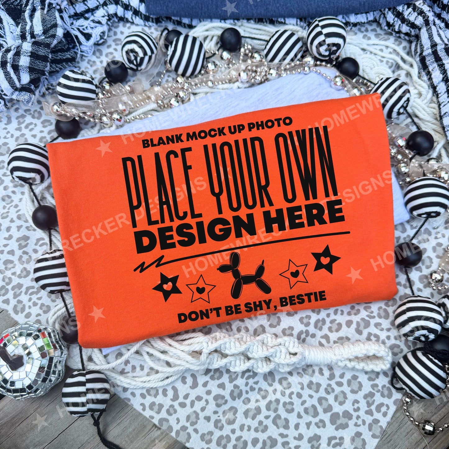 Blank Bella + Canvas 3001 t-shirt in Orange, flat lay mockup photo from Homewrecker Design Shop