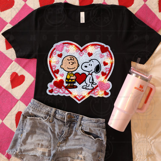 Faux Light up Faux Embroidered Character Heart PNG download