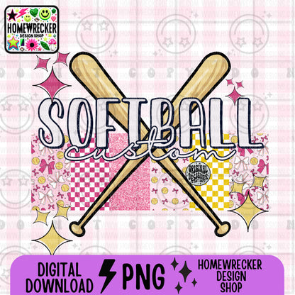 Retro Softball Name Patchwork PNG | Singles + Bundles