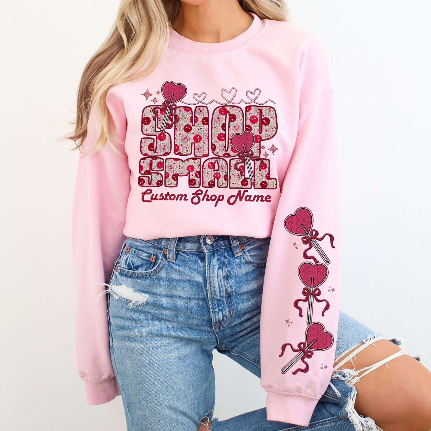 *CUSTOM* Shop Name with Sleeve | Shop Small Vday Suckers PNG DOWNLOAD ONLY