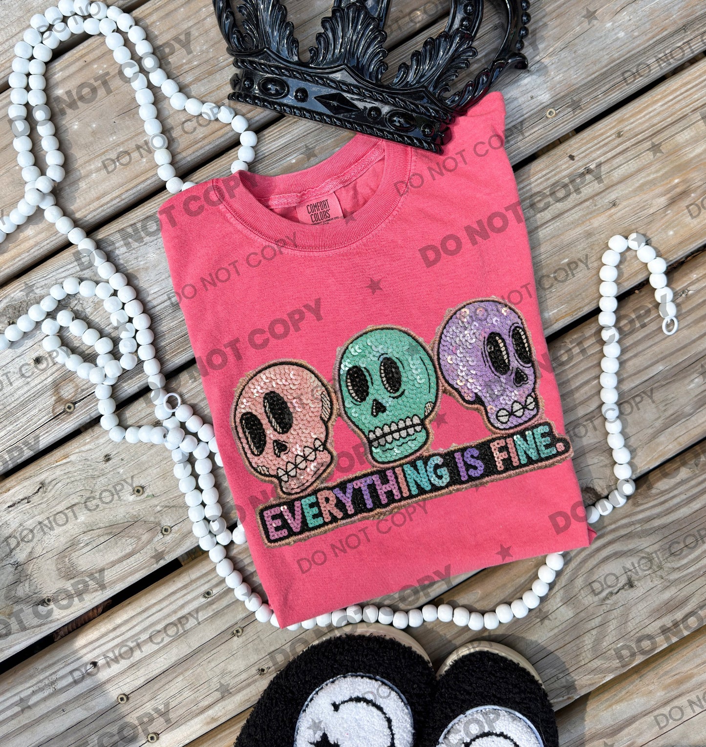 Everything Is Fine faux sequin PNG design from Homewrecker Design Shop