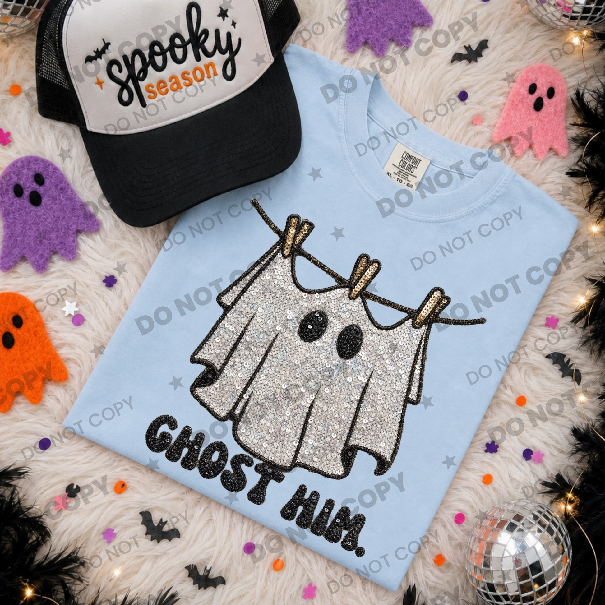 Ghost Him faux sequin PNG design from Homewrecker Design Shop