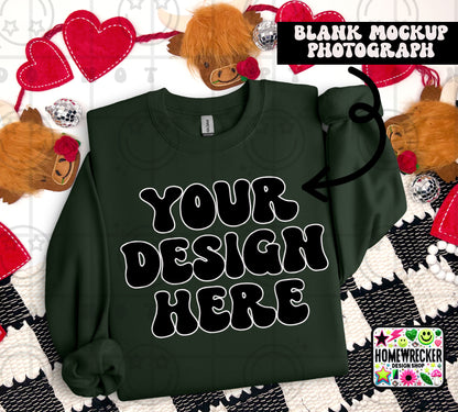 G18000 GILDAN | FOLDED VALENTINE'S DAY HIGHLAND COW MOCK UPS | SINGLES