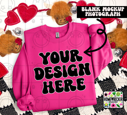 G18000 GILDAN | FOLDED VALENTINE'S DAY HIGHLAND COW MOCK UPS | SINGLES