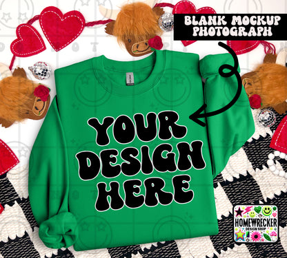 G18000 GILDAN | FOLDED VALENTINE'S DAY HIGHLAND COW MOCK UPS | SINGLES