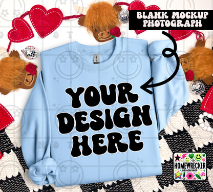 G18000 GILDAN | FOLDED VALENTINE'S DAY HIGHLAND COW MOCK UPS | SINGLES