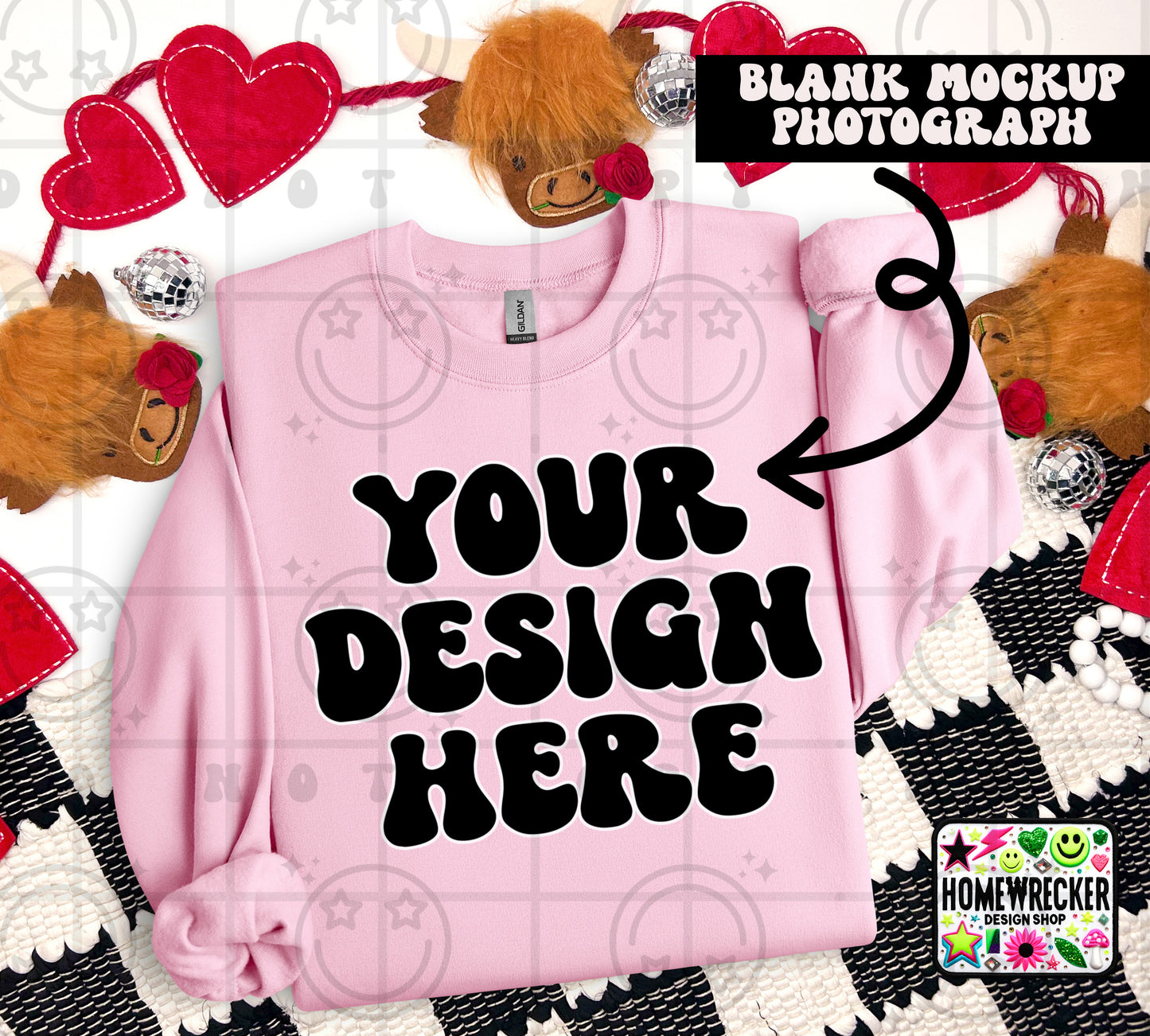 G18000 GILDAN | FOLDED VALENTINE'S DAY HIGHLAND COW MOCK UPS | SINGLES