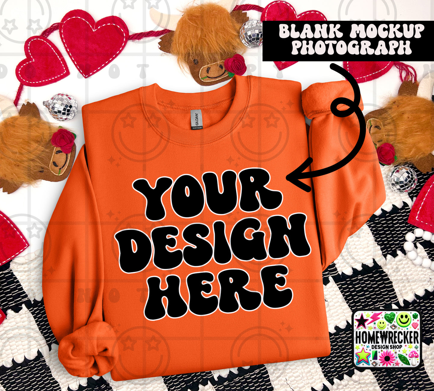 G18000 GILDAN | FOLDED VALENTINE'S DAY HIGHLAND COW MOCK UPS | SINGLES