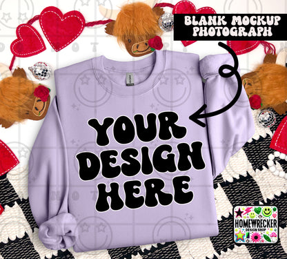 G18000 GILDAN | FOLDED VALENTINE'S DAY HIGHLAND COW MOCK UPS | SINGLES