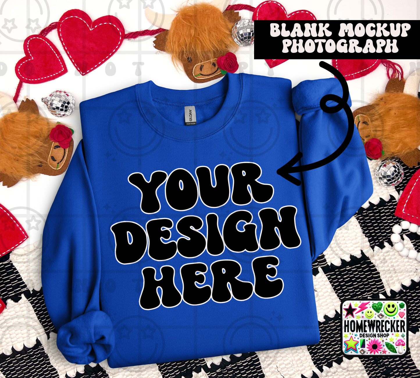 G18000 GILDAN | FOLDED VALENTINE'S DAY HIGHLAND COW MOCK UPS | SINGLES