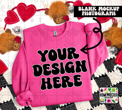 G18000 GILDAN | FOLDED VALENTINE'S DAY HIGHLAND COW MOCK UPS | SINGLES