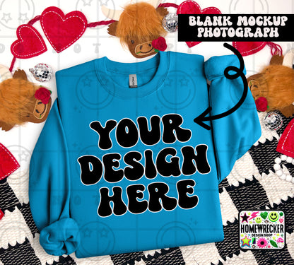 G18000 GILDAN | FOLDED VALENTINE'S DAY HIGHLAND COW MOCK UPS | SINGLES