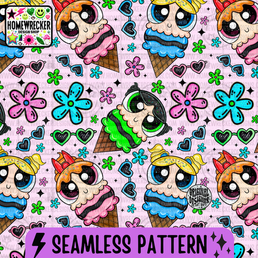 Icream Girls Seamless Pattern | Digital Download