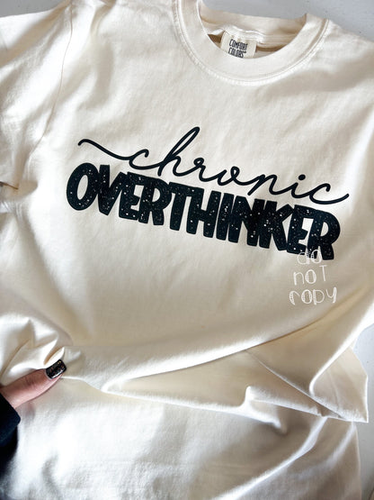 Chronic overthinker, professional overthinker, faux embroidery, faux sequin, shirt design, png, download, faux embroidery alphabet design