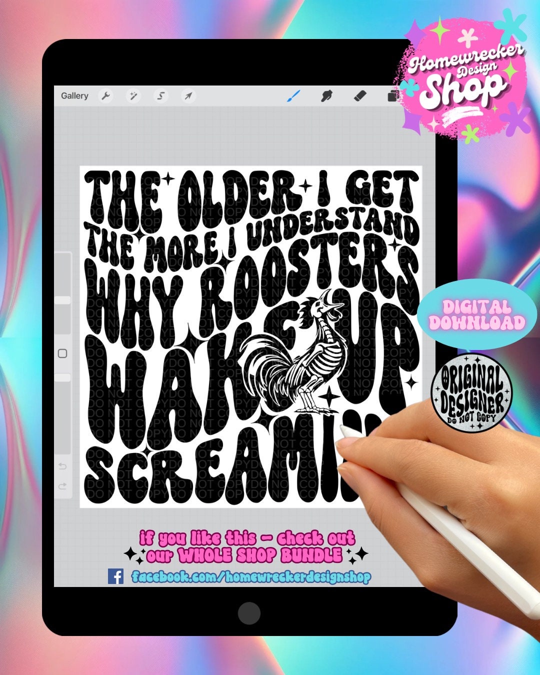 The Older I get The More I understand why Roosters wake up screaming, snarky wavy font, PNG Download